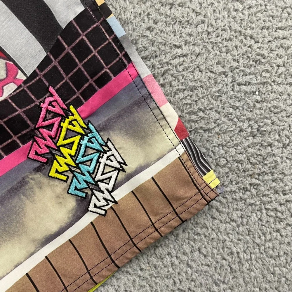 Rusty Board Shorts Men 36 Multi-color Retro Collage Beach Surf Skate